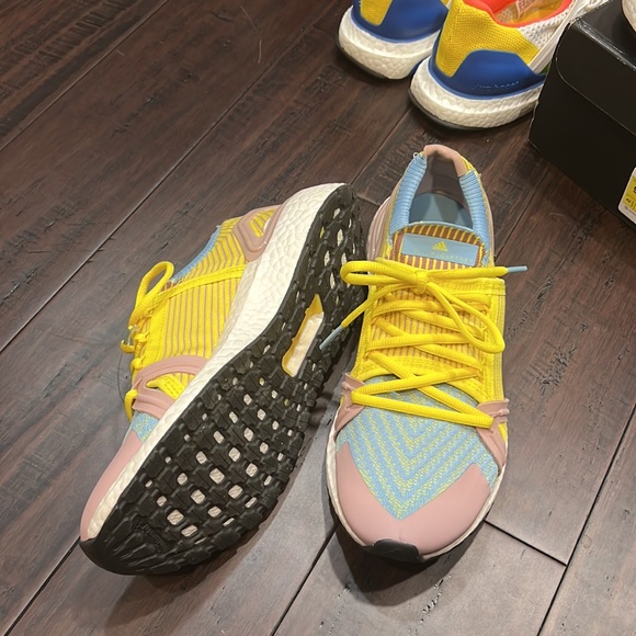 Adidas Stella McCartney Tennis shoes 9.  Wide 9 blue, yellow, pink - Picture 2 of 3